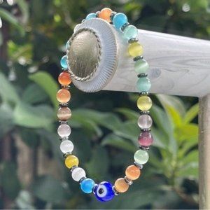 6mm Evil Eye Glass Stretch Bead Bracelet